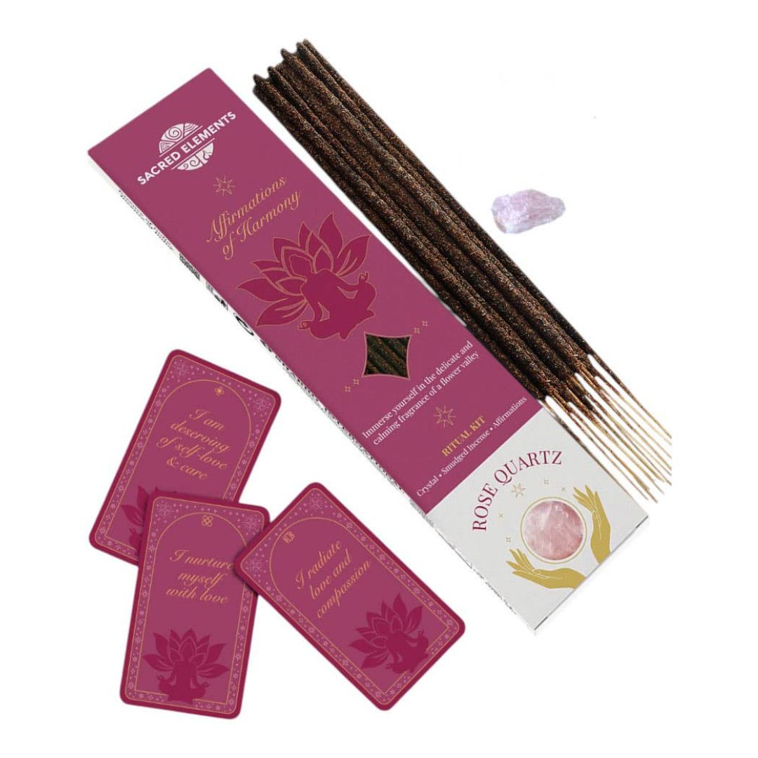 Sacred Elements Affirmation of Harmony ~ Rose Quartz Incense Kit