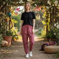 Boho Striped Cotton Gheri Pants (Nepalese Drawstring Hippie Pants)