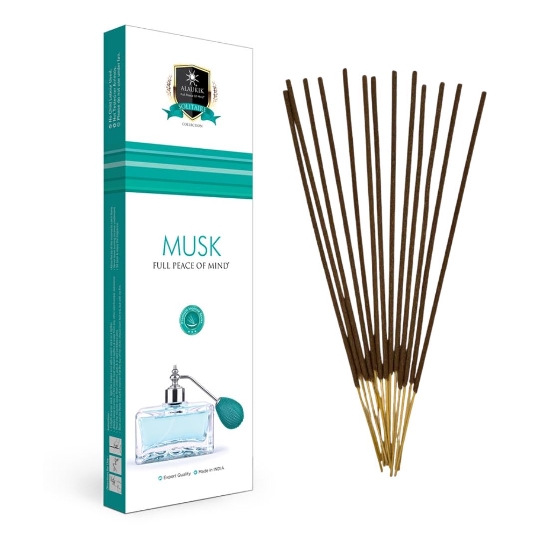 Alaukik Musk incense 90g pack with earthy tones