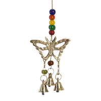 Hanging Windchime: Brass Butterfly with Chakra Beads
