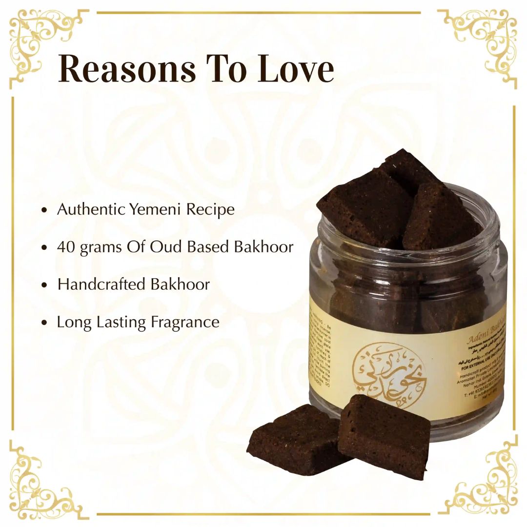 Glass jar of Dukhni Bakhoor Adeni Yemeni oud incense