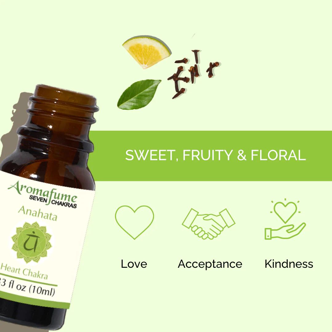 Anahata Heart Chakra essential oil bottle with green label