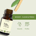 Amber bottle of Palo Santo and White Sage essential oil
