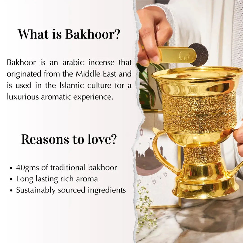 Ma'amoul Ya Aini Bakhoor with packaging on a white background
