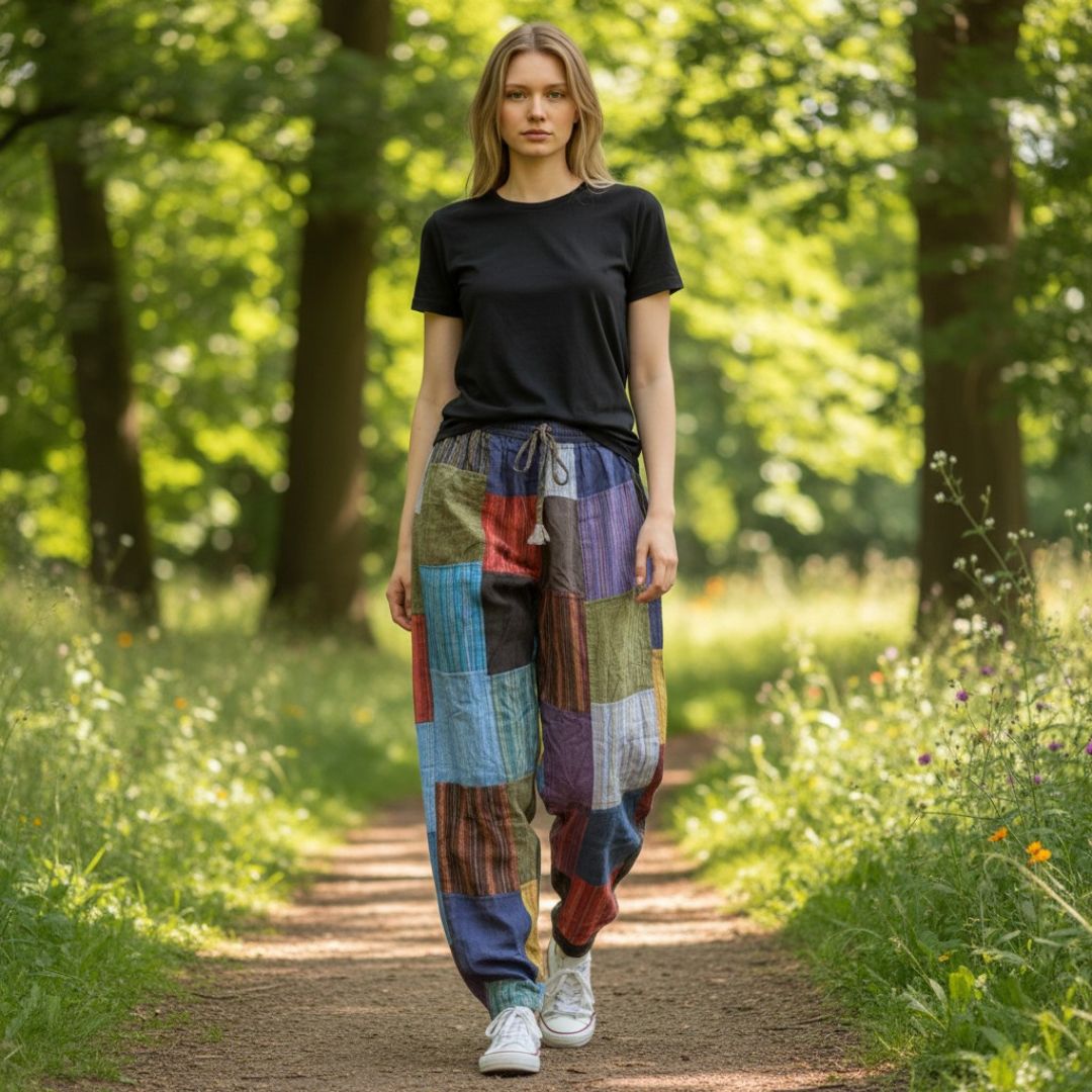 Nomad Spirit Boho Patchwork Gheri Pants (100% Cotton Hippie Pants)