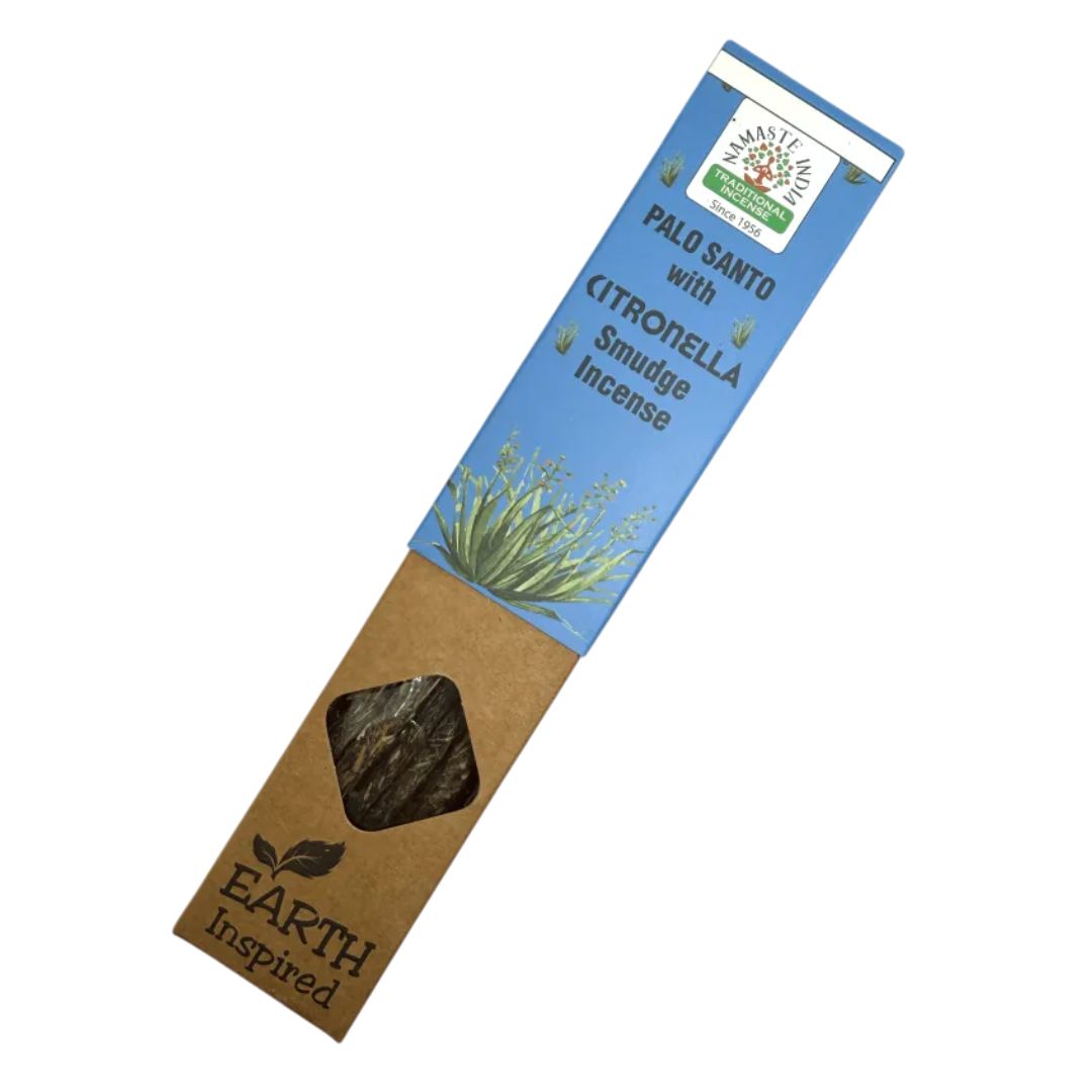 Box of Namaste India Palo Santo and citronella incense sticks