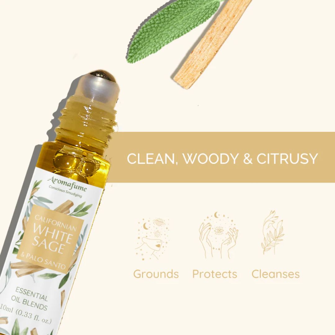 Aromafume White Sage & Palo Santo roll-on bottle