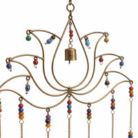 Hanging Metal Lotus with Bells & Beads