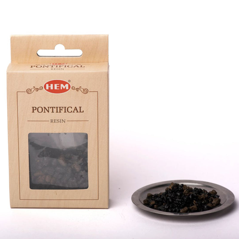HEM Pontifical Resin packaging with a small dish of resin on a white background