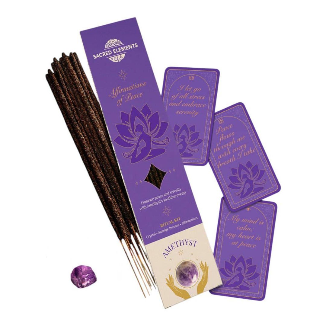 Sacred Elements Affirmation of Peace ~ Amethyst Incense Kit
