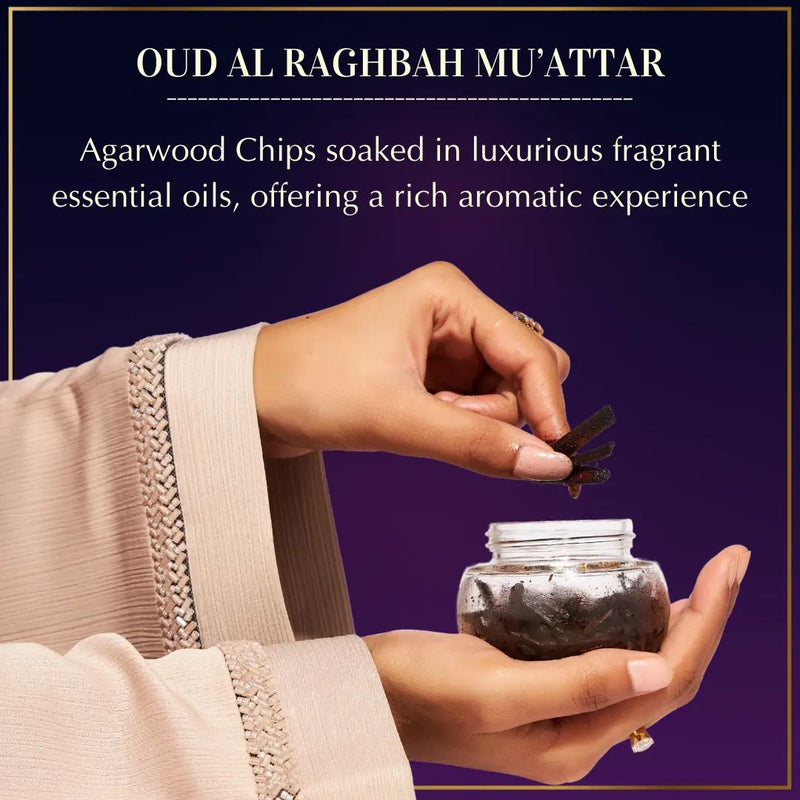 Oud Al Raghbah Muattar – Premium Incense Sticks & Oud Muattar (40 g Jar)