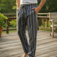 Boho Striped Cotton Gheri Pants (Nepalese Drawstring Hippie Pants)