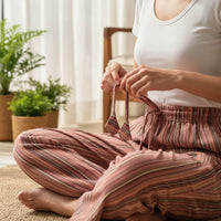 Boho Striped Cotton Gheri Pants (Nepalese Drawstring Hippie Pants)
