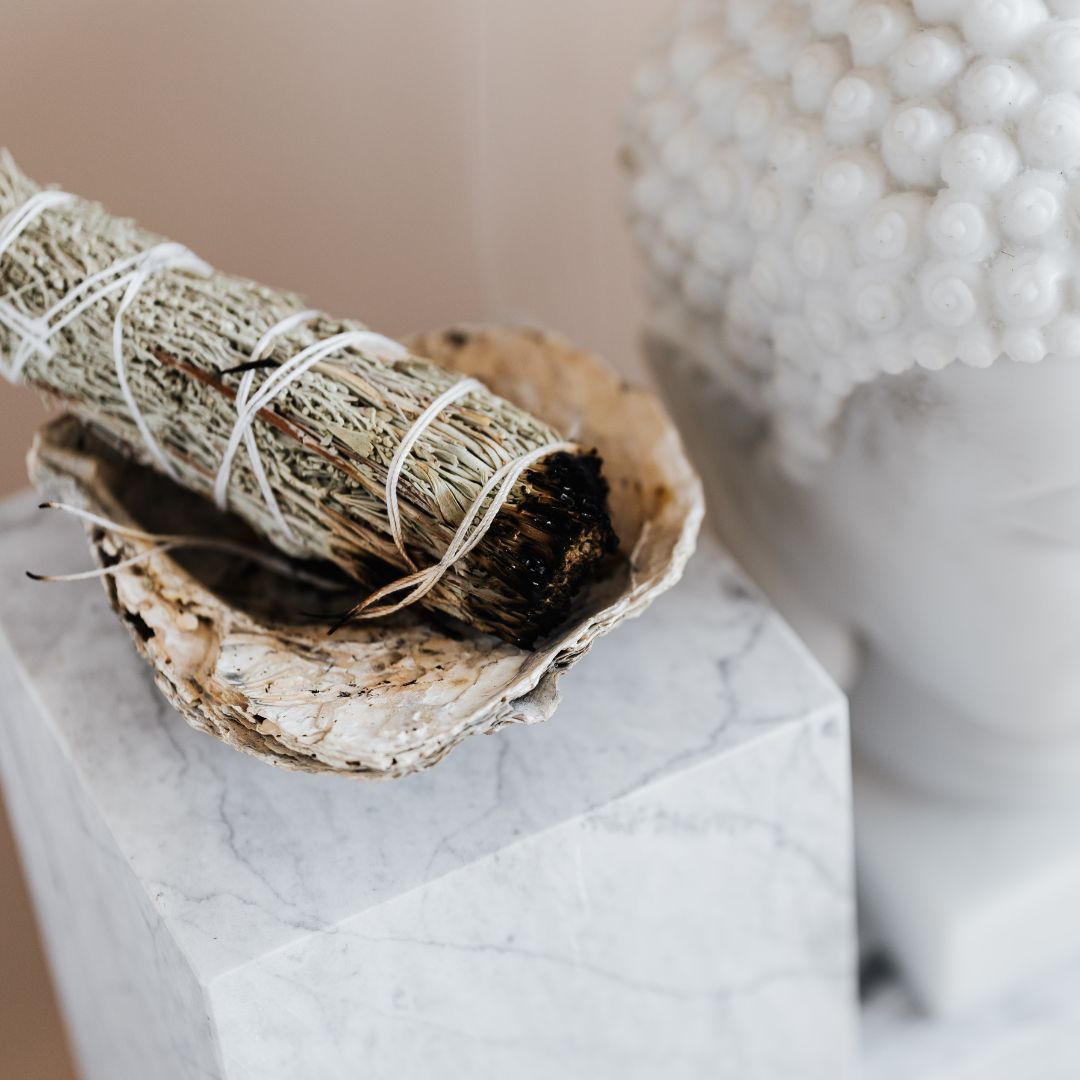 Large 22 cm white sage smudge stick bound with cotton twine