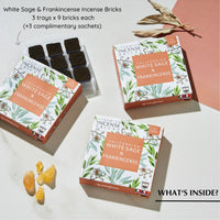 Aromafume Californian White Sage & Frankincense incense packaging and refills on a white background