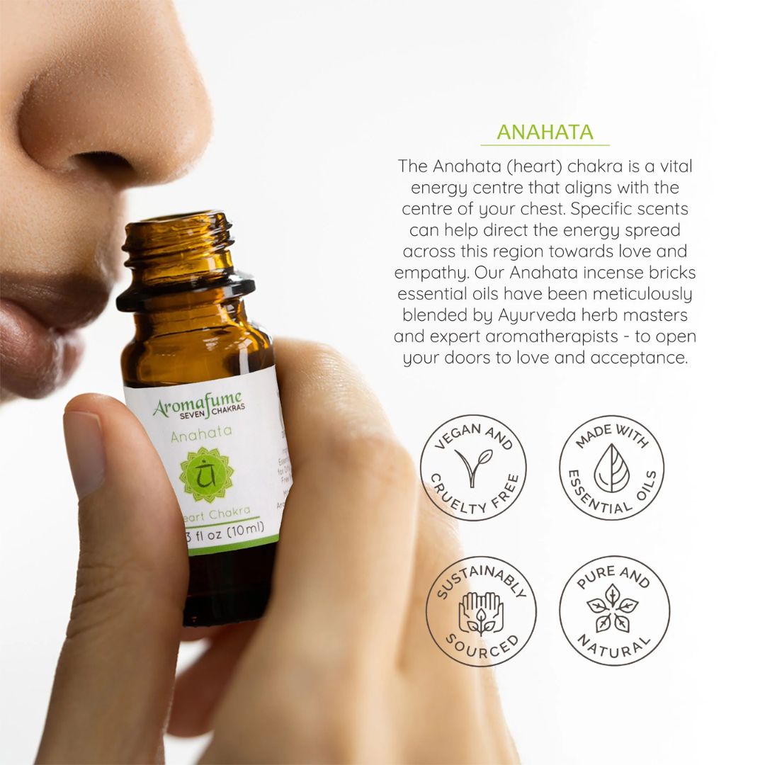 Anahata Heart Chakra essential oil bottle with green label