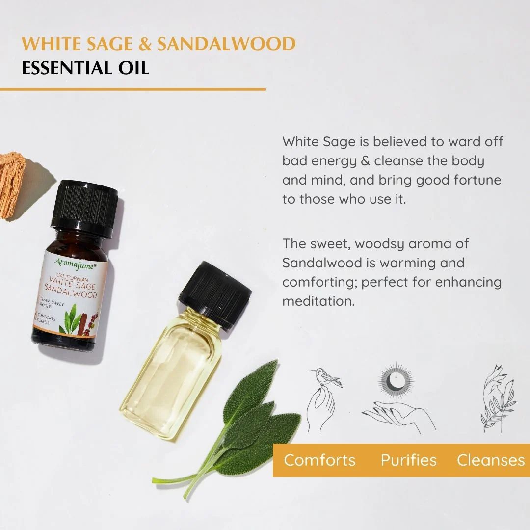 White Sage and Sandalwood diffuser oil 10ml bottle