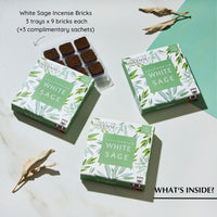 White Sage Incense Bricks packaging with incense bricks on a light background
