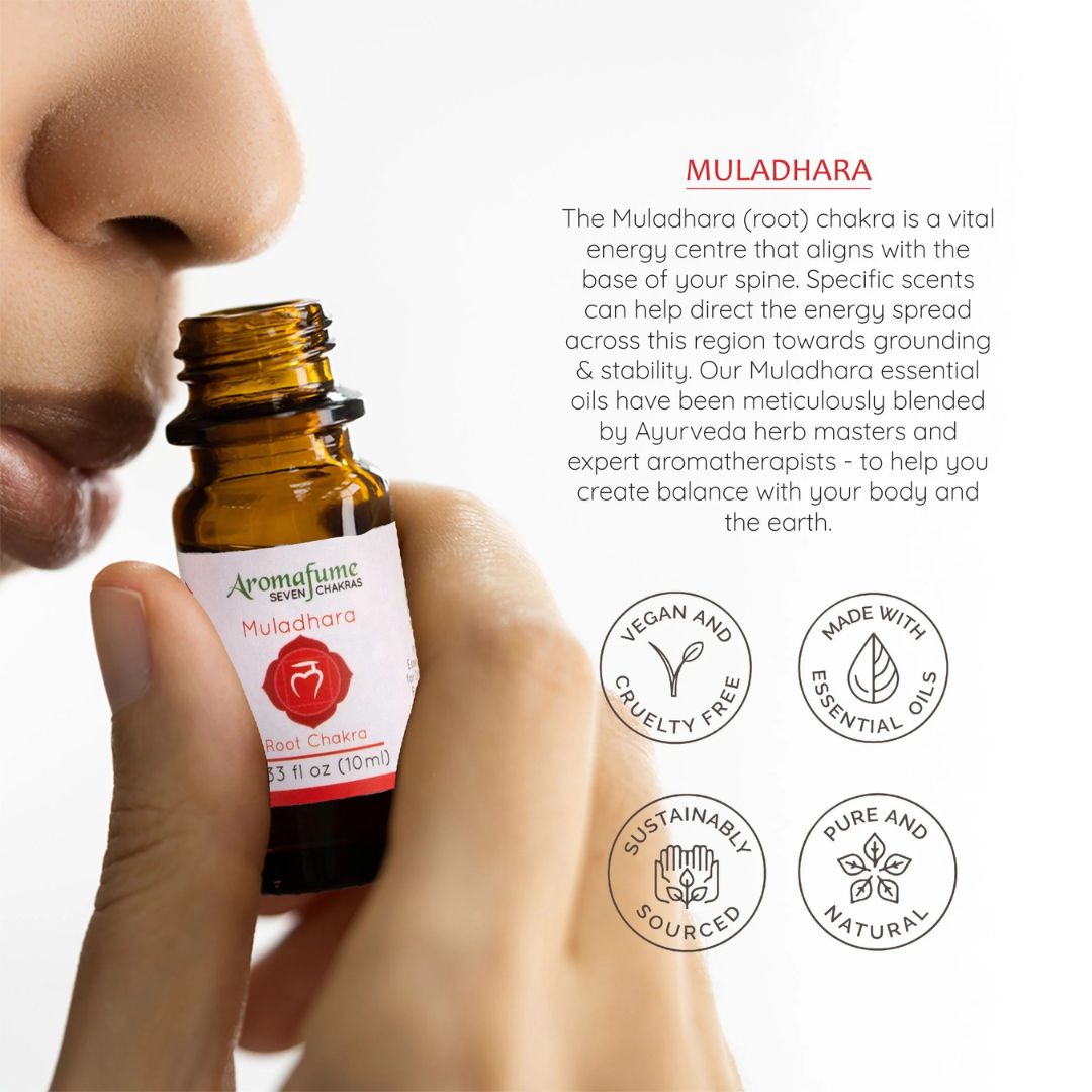 Aromafume Muladhara Root Chakra essential oil bottle