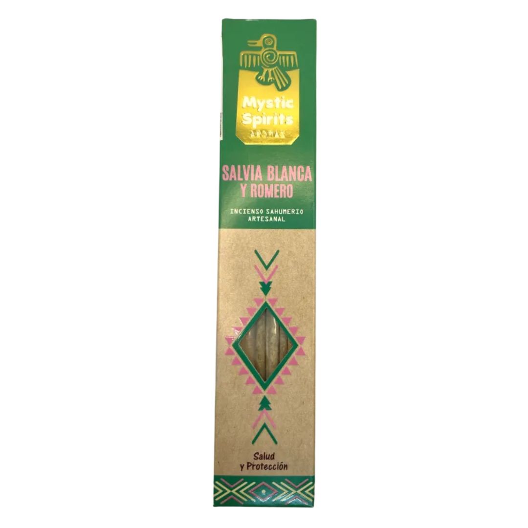 Pack of Mystic Spirits white sage and rosemary incense sticks