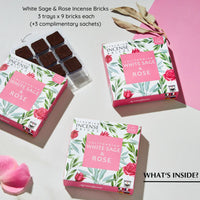 Aromafume Californian White Sage & Rose smokeless incense packaging with incense bricks on a white background.
