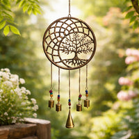 Hanging Metal Tree of Life with Bells & Beads