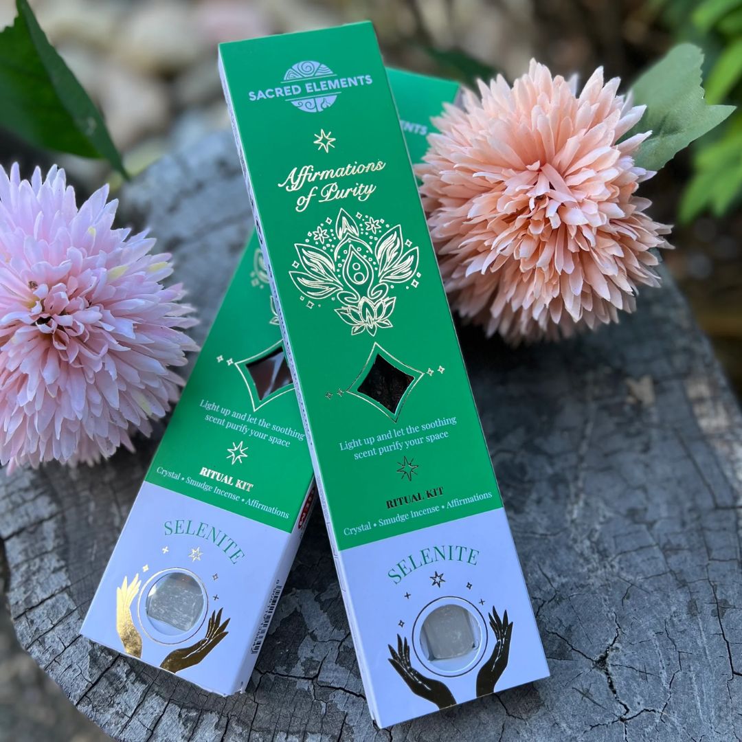 Sacred Elements Affirmation of Purity ~ selenite Incense Kit
