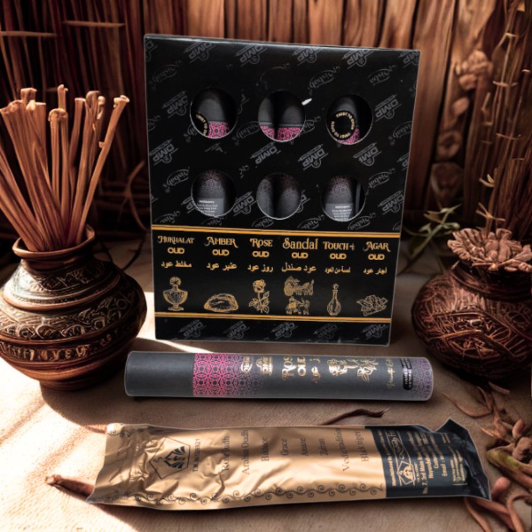 Misbah Rose Oudh incense canister set of six