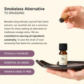 Dark glass bottle of Palo Santo and Lavender essential oil