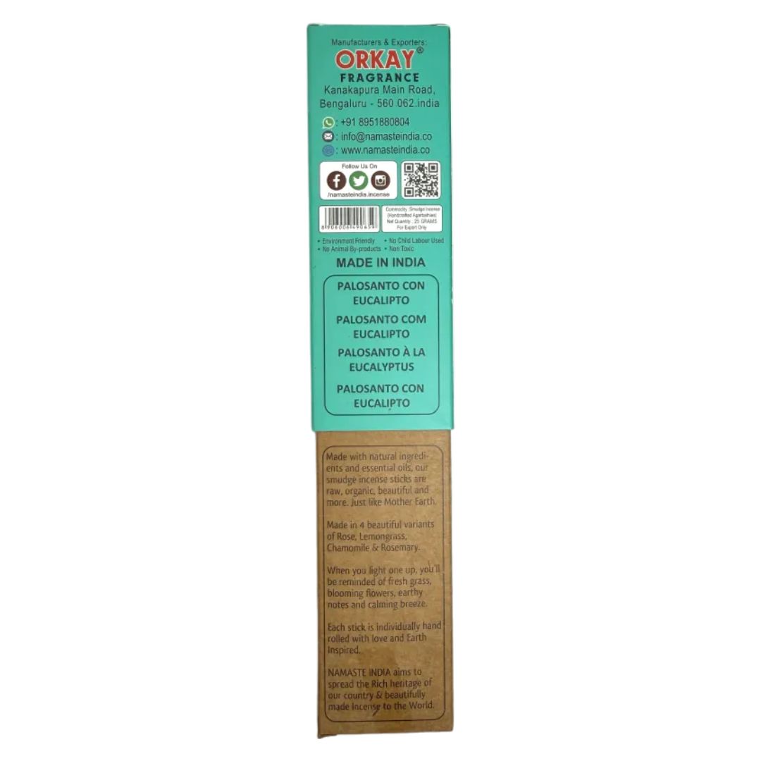 Namaste India Palo Santo and Eucalyptus incense box