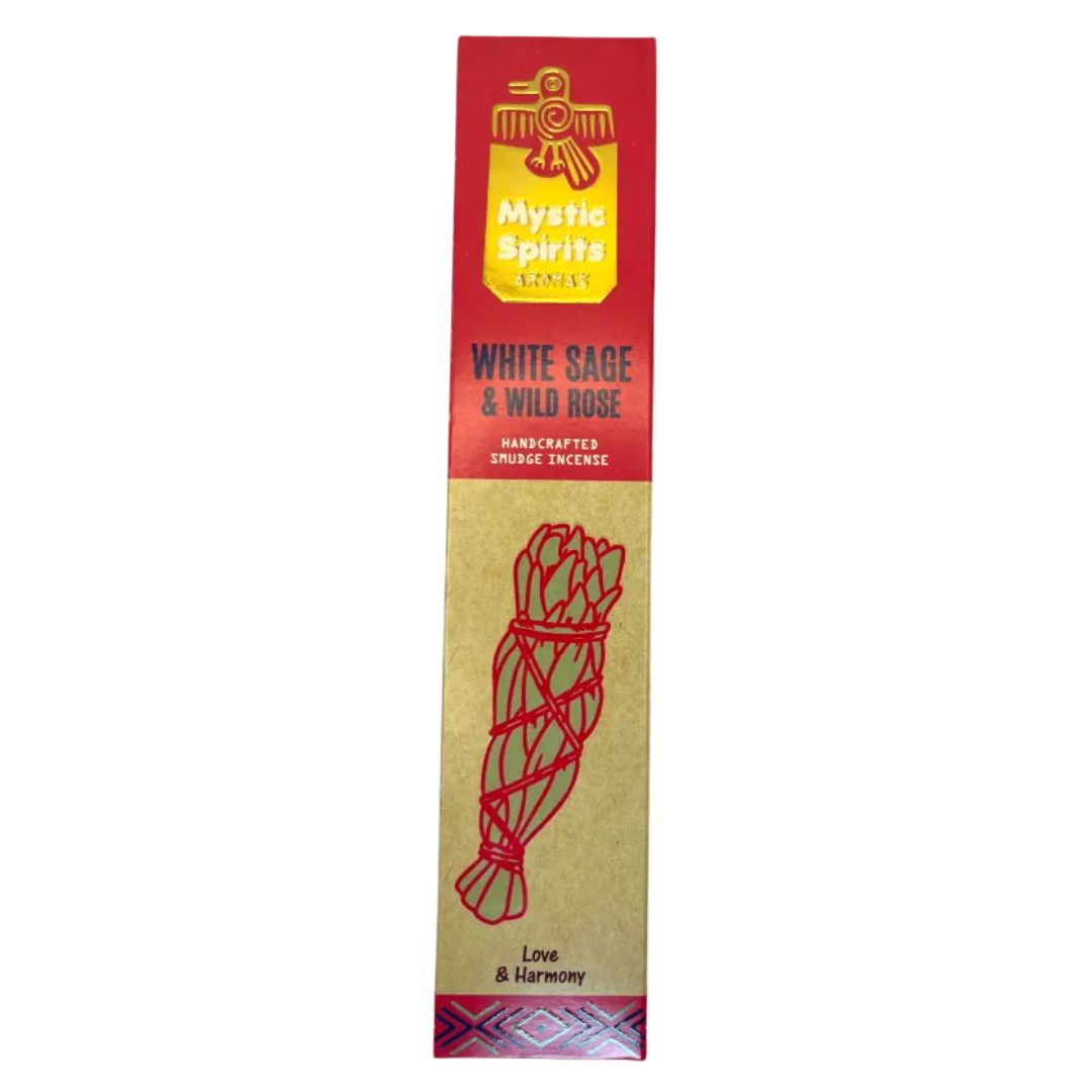 Pack of Mystic Spirits white sage and wild rose incense sticks