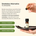 Amber bottle of Palo Santo and White Sage essential oil