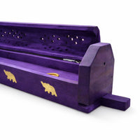 Purple Elephant Ash Catcher Box – Wooden Incense Holder