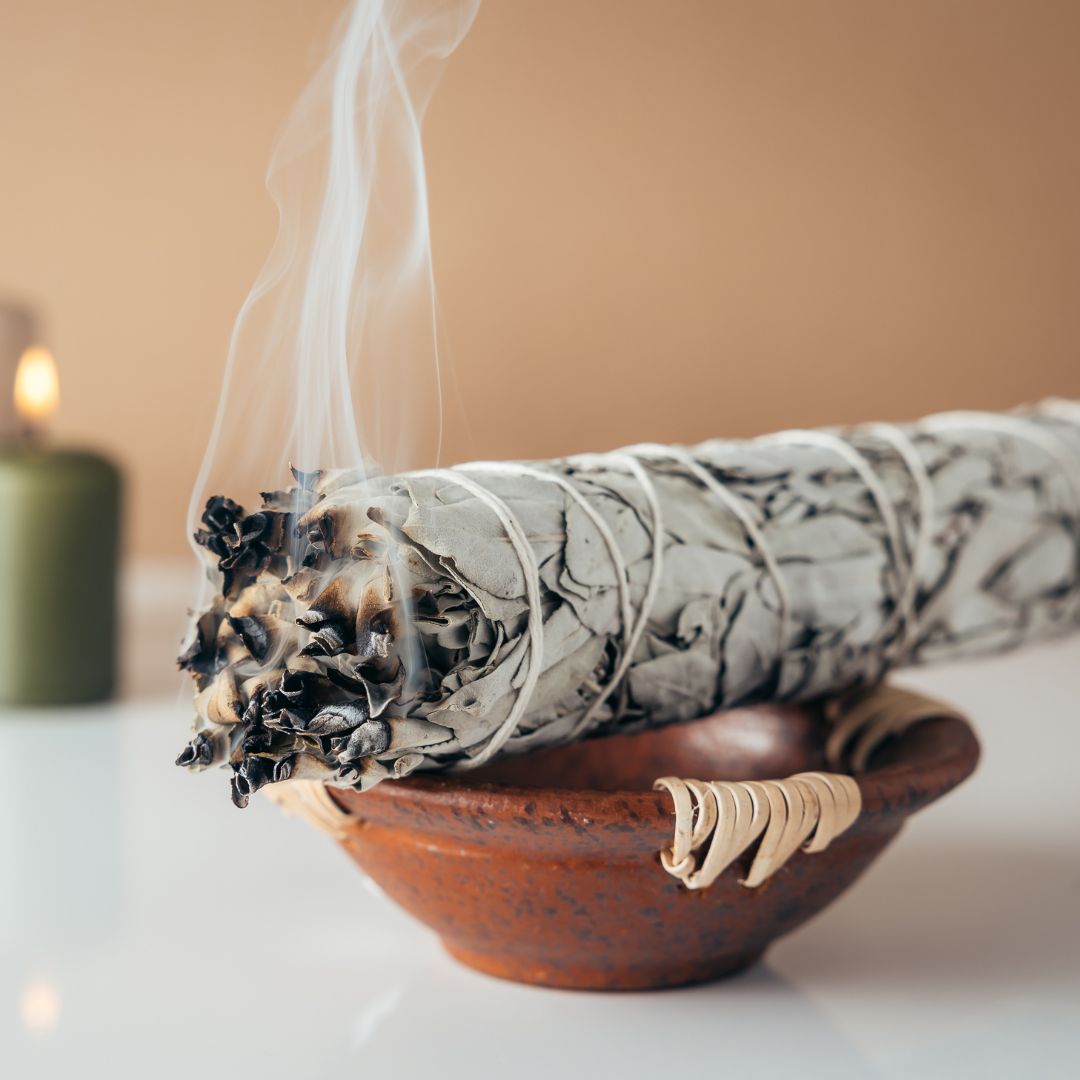 Large 22 cm white sage smudge stick bound with cotton twine