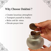 Jar of brown incense sticks with a purple box labeled 'Mukhalat' on a white background