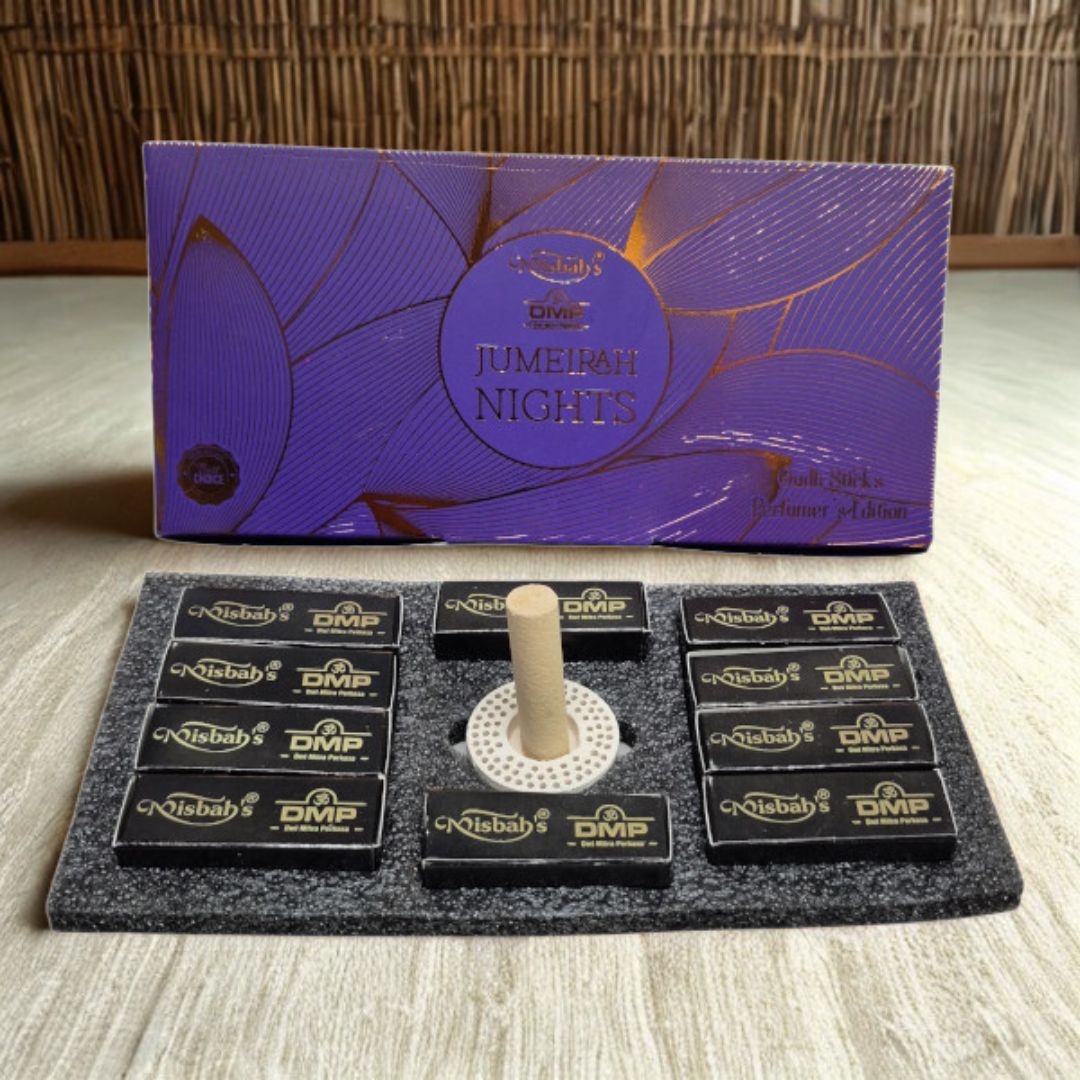 Misbah Jumeirah Nights dhoop gift box open with incense pieces