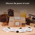 Aromafume incense products including a box, candles, and incense sticks on a neutral background with text 'Discover the power of scent'.