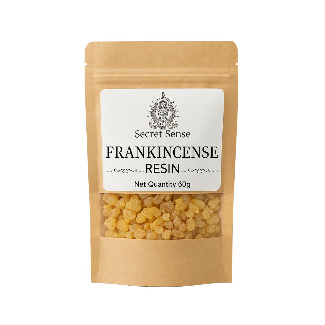 Package of Secret Sense Frankincense Resin on a white background