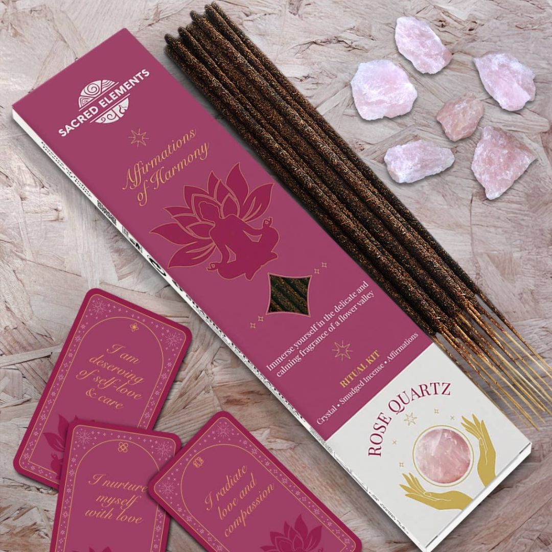 Sacred Elements Affirmation of Harmony ~ Rose Quartz Incense Kit