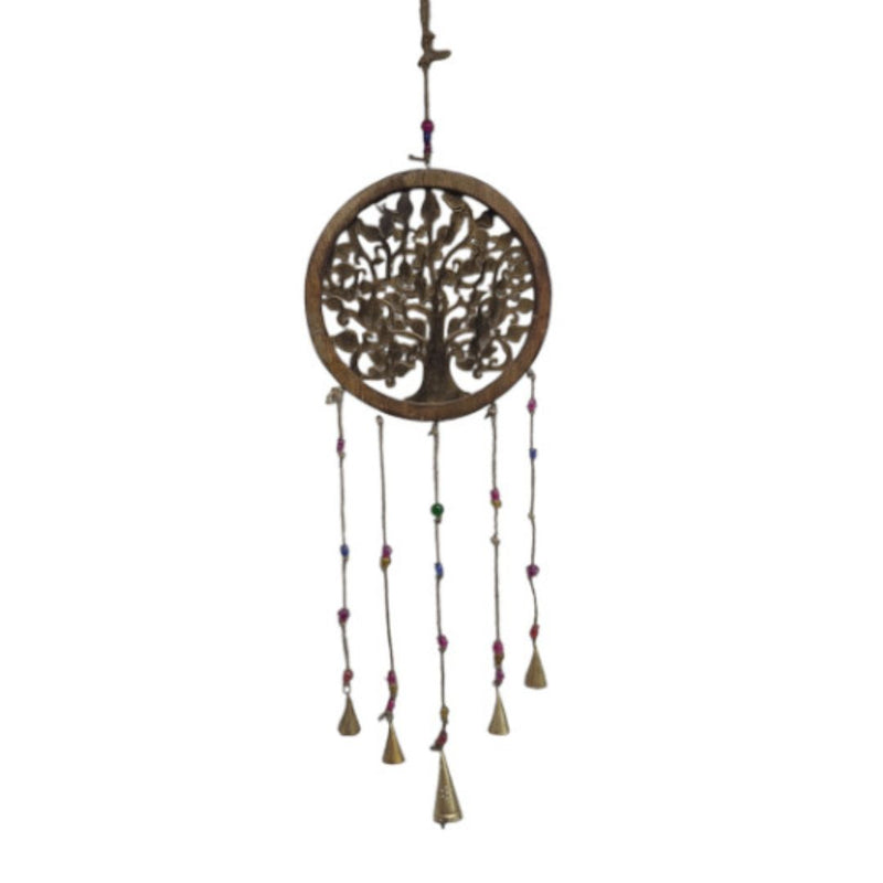Hanging Wooden Tree of Life with Bells & Beads