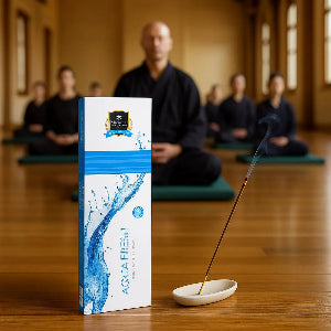 Alaukik Aquafresh incense sticks on a meditation mat – premium incense for mindfulness and spiritual rituals in South Africa.