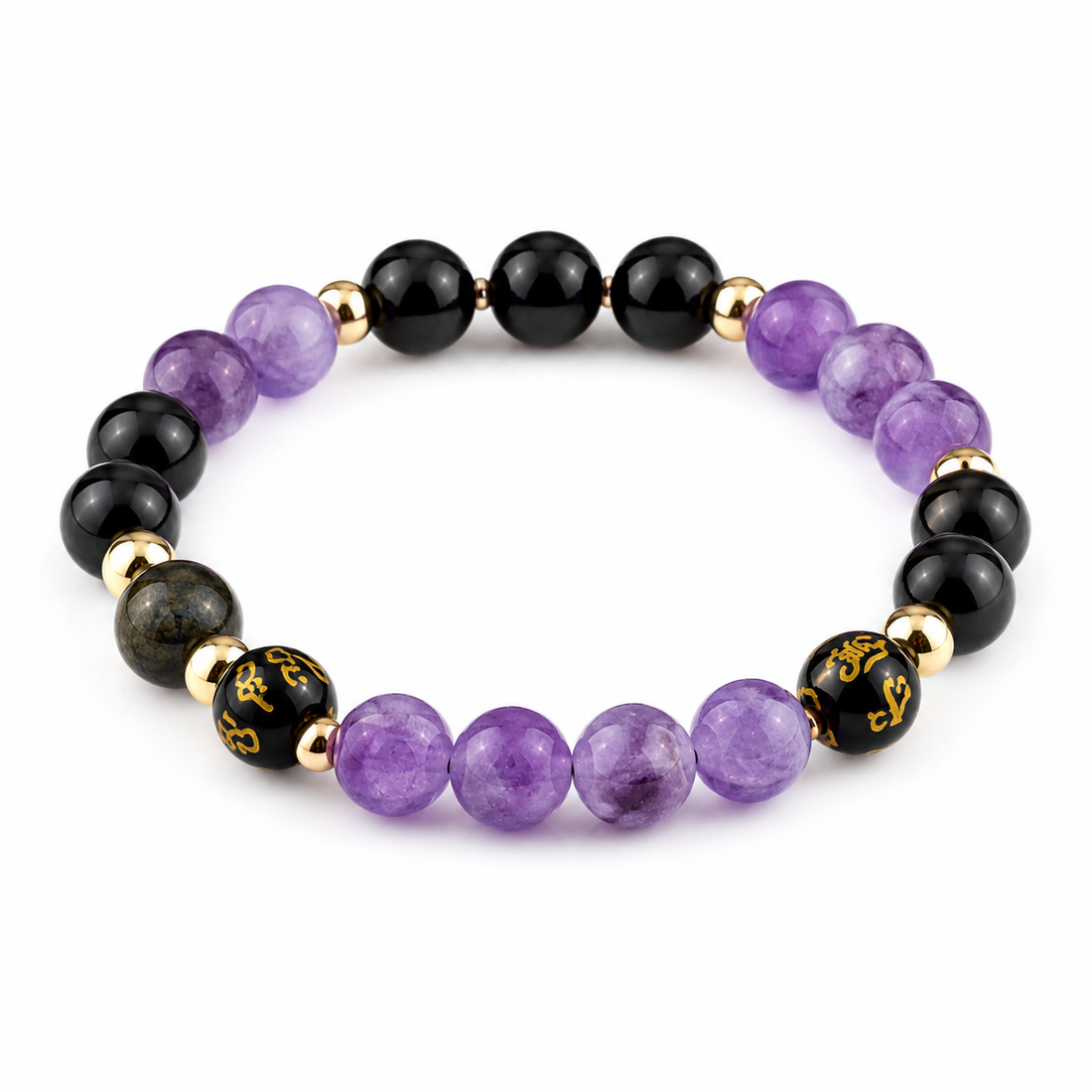 Amethyst & Obsidian Protection Bracelet