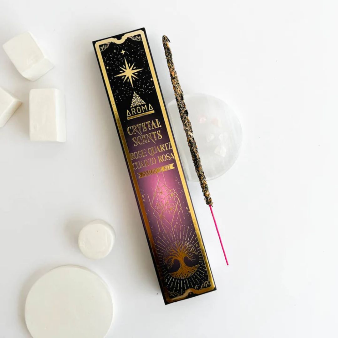 Aroma Crystal Scents Rose Quartz Incense Sticks with Crystals — Secret Sense