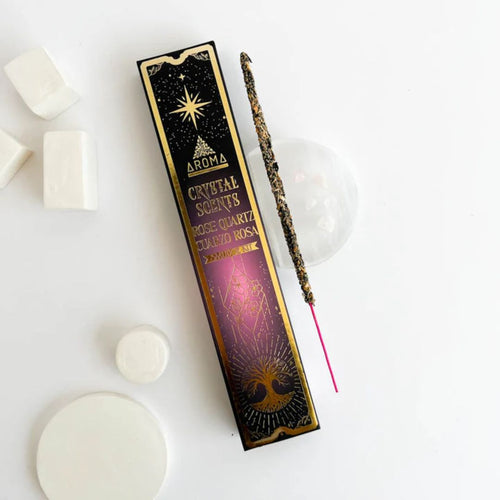 Aroma Crystal Scents Rose Quartz Incense Sticks with Crystals — Secret Sense