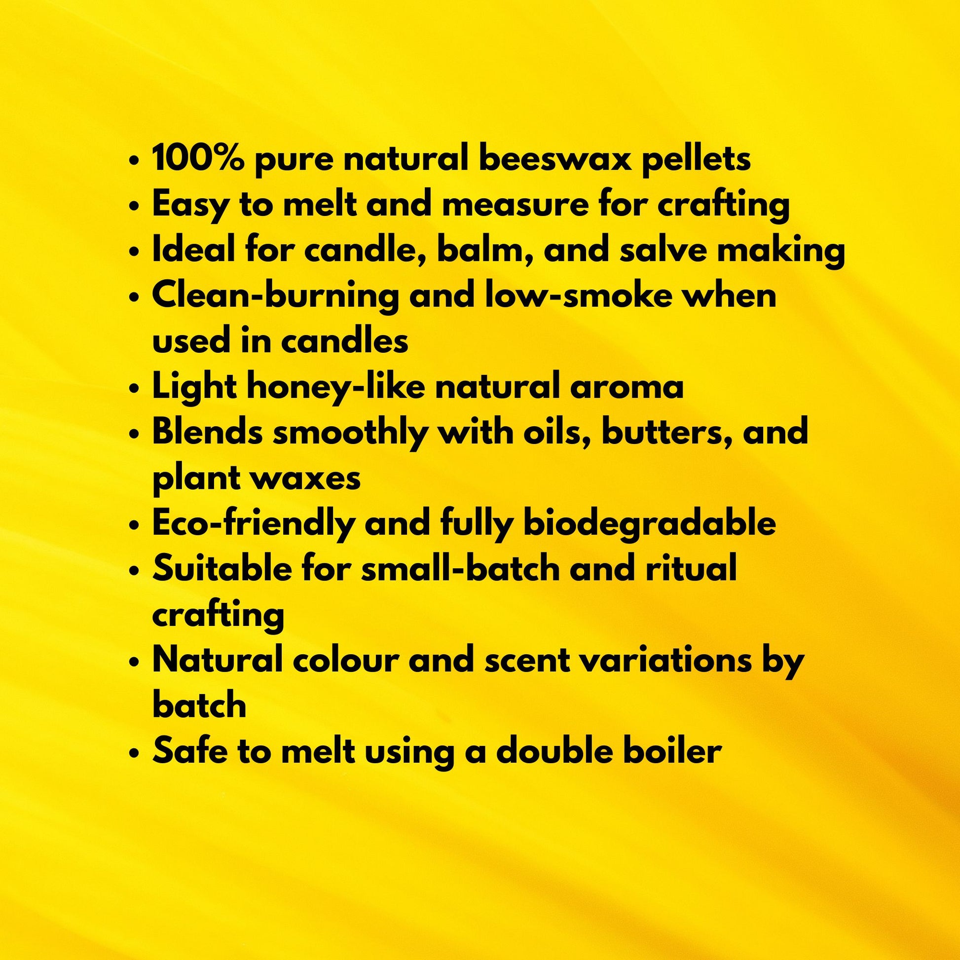 Beeswax pellets product features and uses — natural wax for candle, balm, polish, and eco craft projects.