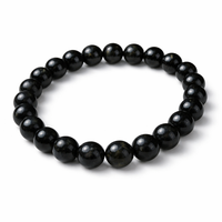 8mm Tourmaline Crystal Bracelet – Natural Black Protection Crystal 18cm Elastic