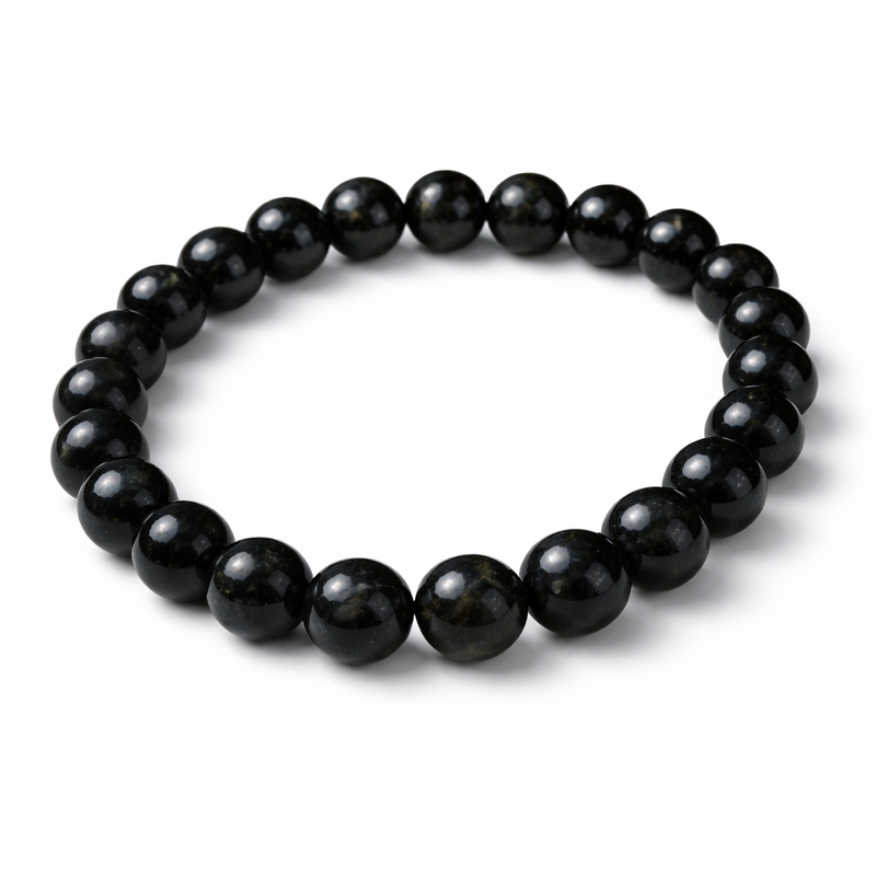 8mm Tourmaline Crystal Bracelet – Natural Black Protection Crystal 18cm Elastic