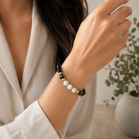 Blue Moonstone & Obsidian Bracelet