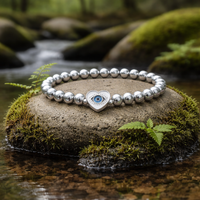 Silver Hematite Evil Eye Bracelet – Heart Charm