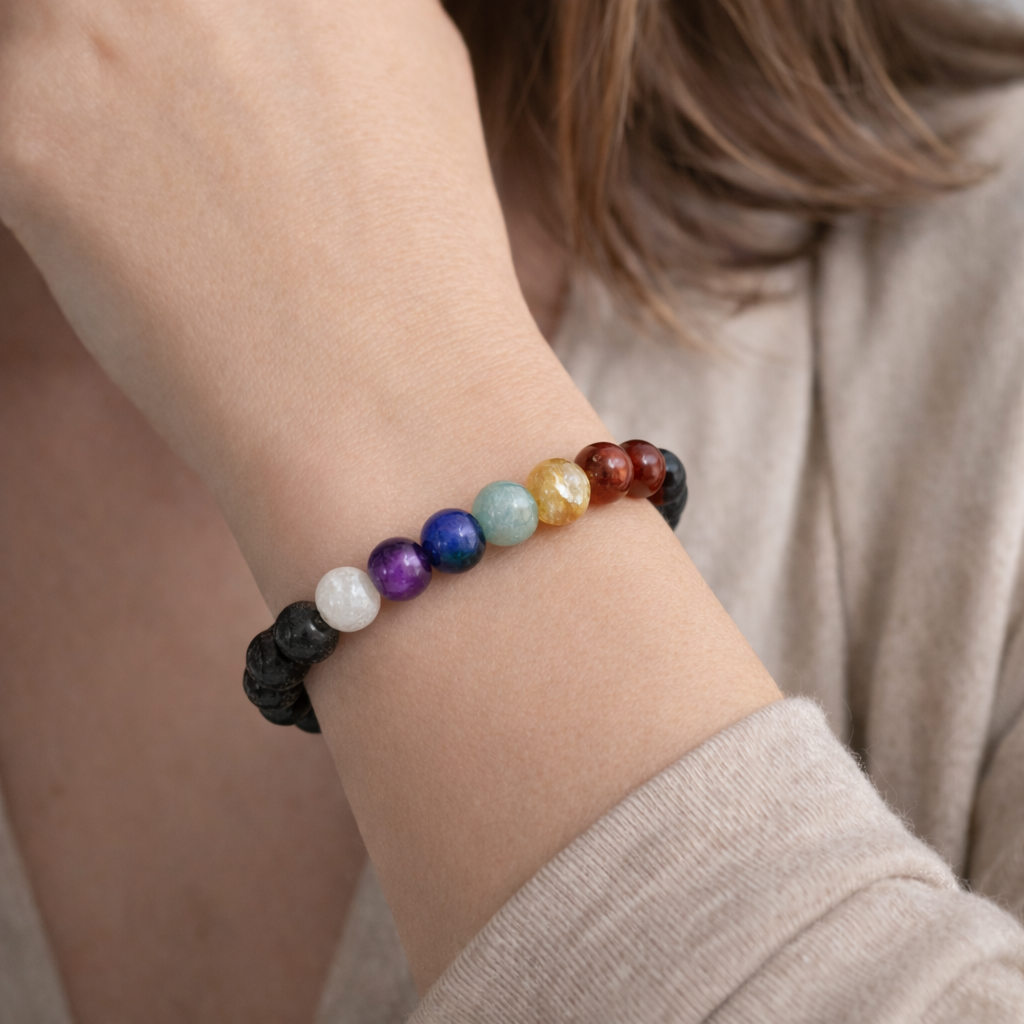 7 Chakra Lava Stone Bracelet – Natural Gemstones SA
